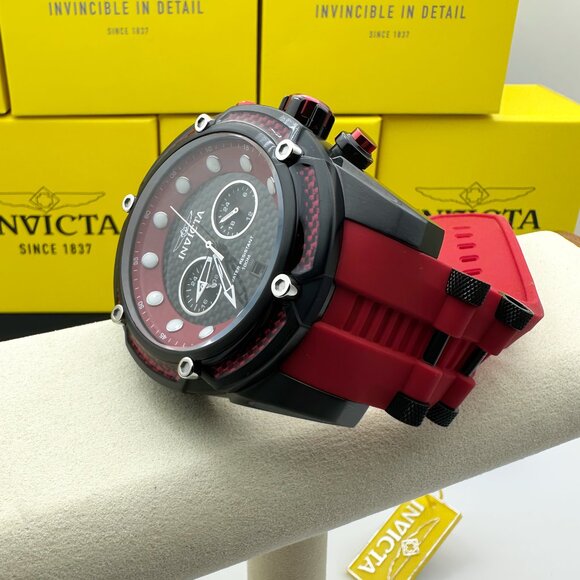 BRAND NEW Invicta Bolt Zeus Men 52mm Red/Black Chronograph Watch Red Poly Strap - Picture 7 of 7